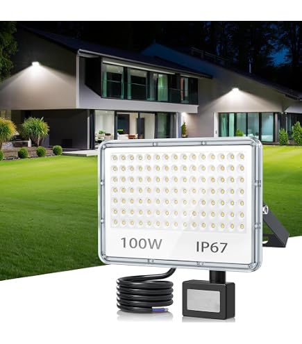 Projecteur LED Extérieur 100W Avec Détecteur De Mouvement - 10000LM, IP67, 144 LEDs