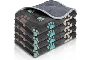 NAMALU 4 Pezzi Coperte per Porcellini d'India Impermeabili Copertina da Letto per Piccoli Animali in Pile Lavabile Fodere Assorbenti per Gabbia per Cavia Riutilizzabili (Zampa Carina, 60 x 40 cm)