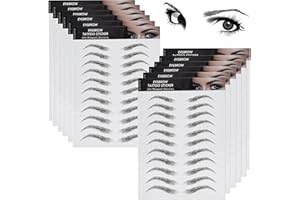 Molain 4D Haarähnliche Augenbrauen Tattoos Aufkleber 12 Blätter Wasserdicht Lang anhaltende Augenbrauen Transfers Aufkleber Peel Off Augenbrauenaufkleber für Grooming (Schwarz Klassischer Stil)