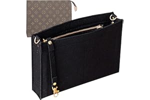 Soyizom Organiseur de sac fourre-tout en feutre pour trousse de toilette de 66 à 48 cm, organiseur pour femme, sac à main à suspendre avec boucle dorée et porte-clés (taille S à 19, noir)