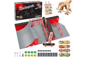 MOMSIV Mini Finger Skateboard, divertente Skate Park Board con rampa Set di accessori per bambini e ragazzi (8A)