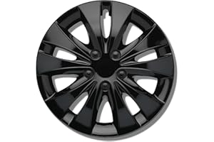 KUGLO Enjoliveurs Noirs 16 Pouces - Jeu de 4 enjoliveurs 13 Pouces à enjoliveurs 16 Pouces - Stormer enjoliveurs pour la Plupart des Marques Automobiles et Jantes en Acier