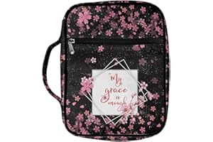 Dajingkj Custodia per bibbia con fiori, da donna, di grandi dimensioni, con tasche, tracolla, cerniera, organizer per il trasporto, borsa per la chiesa, accessori per la Bibbia con manico