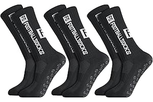 Apricitie 3 Paare Fußballsocken Herren Schwarz Fußball Socken Anti Rutsch Grip Sportsocken Atmungsaktiv Fussball Socken für Fussball Basketball Laufen