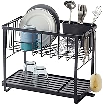 Yamazaki 3329 TOWER Glas & Mug Drainer, black, ABS Resin, 42.5 x 30.7 x 1.5 cm