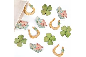 LOGBUCH-VERLAG Set portafortuna decorativi da tavolo, 12 pezzi: mini maialini rosa, quadrifogli, ferri di cavallo, esami, maturità, patente, Capodanno, talismani augurio buona fortuna, 4–5 cm