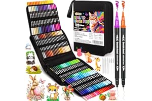KDISHKRA Rotuladores Lettering 120 Colores, Punta Pincel, Doble Punta Fina, Rotuladores Acuarelables Profesionales, Lettering Kit para Niños y Adultos, Mandalas, Graffiti, Caligrafía, Dibujar