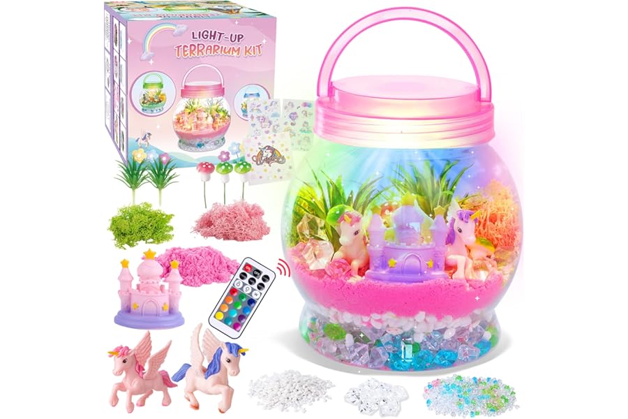 MELAND Unicorn Terrarium Kit for Kids, Craft Kits for Kids Girls Birthday Presents, Unicorn Toys Gifts for Girls 5 6 7 8 + Years Old
