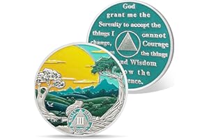 AtSKnSK Medallón con chip AA de 3 años de sobriedad, regalo de recuperación para alcohólicos anónimos, chip de sobriedad de 1 a 3 años para hombres y mujeres