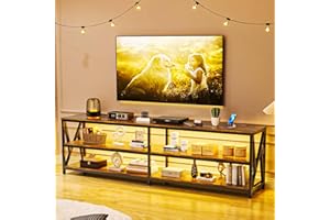 Lvifur Mobile TV con porta di ricarica USB e stazione di ricarica wireless, scheda TV con luci LED, per TV da 65 pollici e TV più piccole, 210 x 40 x 60 cm