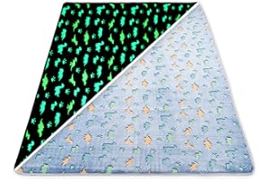 Amazinggirl Carpet children's room bright 120x160 cm- children's carpet fluorescent play carpet cuddly carpet Dino carpet washable Blue dinosaur