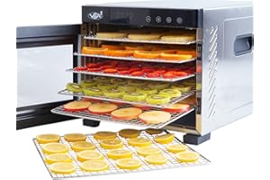 ‎VITA5 Vita5 Nobel Pro6 Suszarka do Zywności ze Stali Nierdzewnej z 6 Tacami - Do mięsa, owoców, warzyw i grzybów - 24-Godzinny Timer i Regulowana Temperatura 35–75°C - 650 W