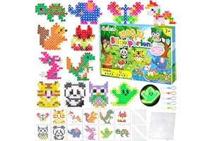 CONTEVER Große Bügelperlen 10mm, 1200 Stück XL Bügelperlen Set mit Leuchtend im Dunkeln Steckperlen, 12 Farben Maxi Steckperlen mit Platten, Muster and Bügelpapier, Kreatives Perlenset für Kinder ab 3 Jahren