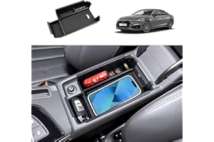 Coleya Vano Portaoggetti per Bracciolo Compatibile con Audi A4 Audi A5 2017-2024, Scatola Portaoggetti del Bracciolo Centrale, Organizer per Braccioli con Tappetino Antiscivolo (Nero)