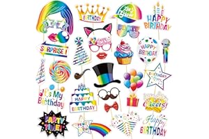 ‎KAOTPO KAOTPO 30 Stück Fotobox Accessoires, Foto Requisiten Geburtstag, Lustige Fotobox Party Dekoration Zubehör für Geburtstag, Karneval, Hochzeit, Tischdeko, Silvester (Bunt)