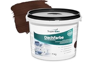 Superbau Dachfarbe Braun 7kg, Sockelfarbe WASSERDICHT, Fassadenfarbe für Außen, Dachbeschichtung für Blechdach, Bitumen, Dachpappe, Schindeln, Putz, Dachbeschichtungsfarbe