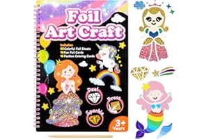 VOBUKE Foil Kit di Artigianato per Bambini, Fai da Te Creativo Foil Stickers Adesivi Stacca, Libro Adesivi Attacca e Stacca Bambini Kit Lavoretti Creativi per Ragazzi Ragazze età 4 5 6 7 8 9