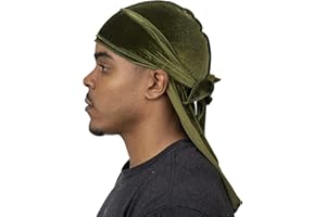 Veeta Superior Velvet Durag – Weiche Samt-Durags für Männer und Frauen, Lange, doppelt breite Träger, seidiges Durag-Futter, dreifach genäht