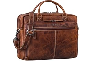 STILORD 'Zenon' Cuero Maletín Portátil 15.6-16 Pulgadas - Bolso Ordnador Laptop Bag - Maletín para Documentos - Bolsa de Trabajo de Piel autentica para Hombre y Mujer, Color:Salerno - marrón