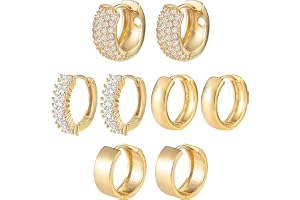 ALEXCRAFT Orecchini Donna A Cerchio Huggie Con Stella, In Argento 925 Placcato Oro 14K