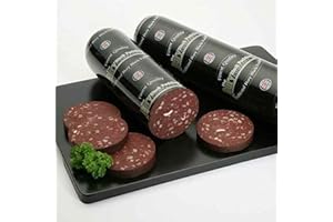 SNOWFLAKEHEAVEN Black Pudding Stick1.36kg Seasoned to Perfection; an Intense Flavour Considered to be, the Most Traditional Black Pudding Makers Restaurant Quality Black Pudding. Approx 35cm long and 8cm Diameter.