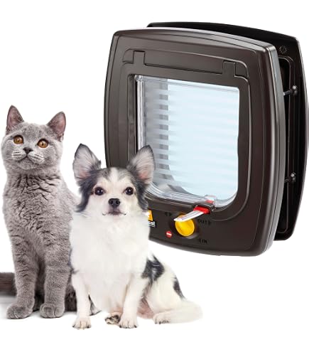 Gattaiola Per Cani E Gatti Petsafe Staywell - Taglia L, Marrone, Montaggio Su Porta O Muro, Con Chiusura A Scatto