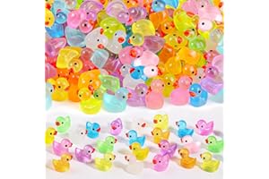 WIURGOHA 150PCS Mini Tiny Resin Ducks Little Miniature Plastic Small Ducks Bulk Glow in The Dark Figures for Dollhouse Decor Accessories Garden Micro Landscape Aquarium Potted Tiny Homes (10 Colors)