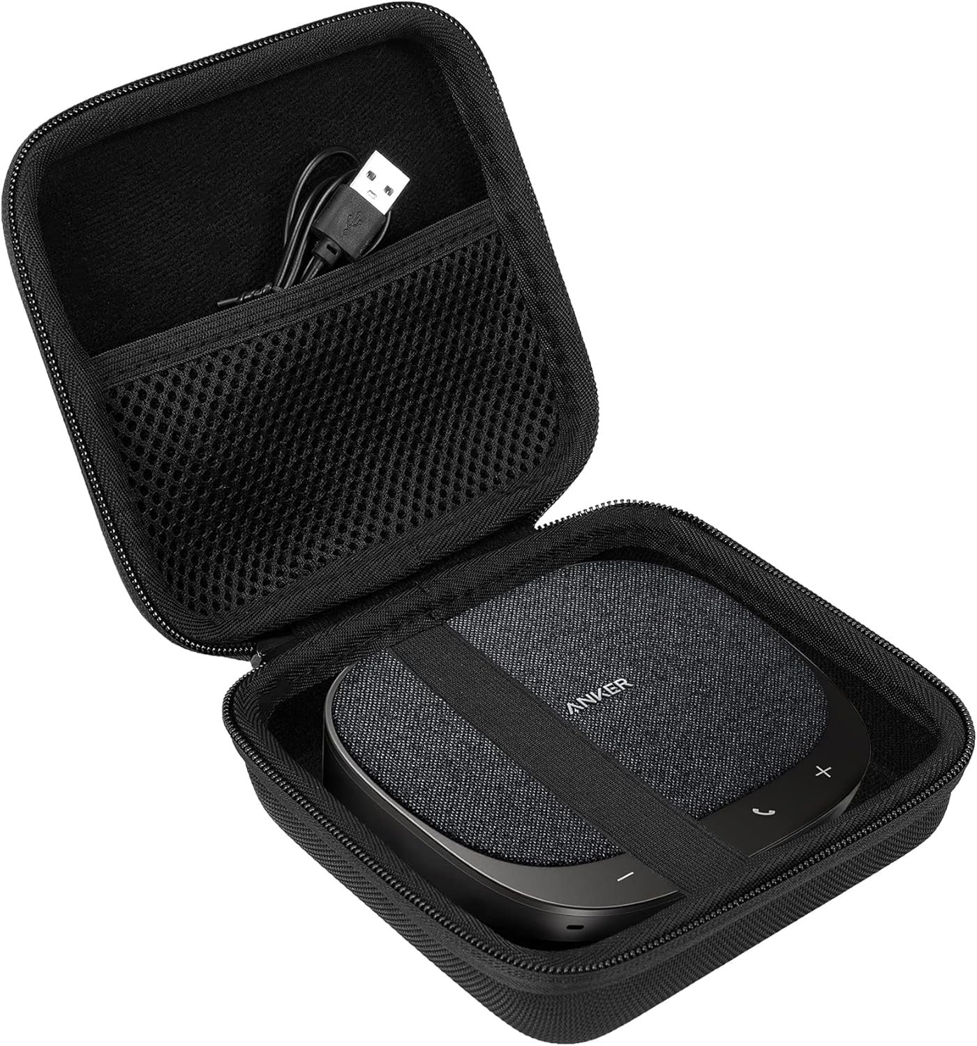 VERTUS® Portable Case Cover for Conference Speaker Compatible with Audio Array AM-W45 || Anker PowerConf Bluetooth Speakerphone (Hard|Black)