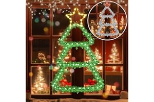 ELKTRY Weihnachtsbaum LED Weihnachtsdeko, 66cm Weihnachtsbeleuchtung Innen Außen Batterie 8 Modi Timer IP65 Wasserdicht Fensterdeko Weihnachten beleuchtet für Fenster Wand Kinderzimmer Balkon