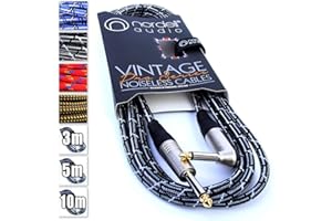 NORDELL Premium Braided Guitar Cable: 3m / 10ft Mono 1/4 inch Jack Lead for Bass, Electric, Keyboard, Amp etc.