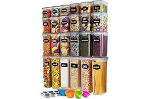 Hibisaws 42L Pojemne Pojemniki na Żywność z Hermetycznymi Pokrywkami, Zestaw Organizerów Kuchennych, BPA-Free, Transparentne, 24 Elementy