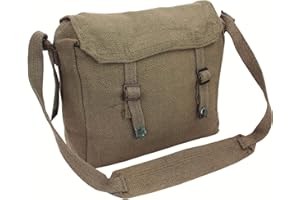 OUTDOOR WORLD BE ACTIVE Outdoor World Canvas Haversack Bag – Vintage Military-Style Cotton Canvas Satchel – Compact Work, School, Student, Lunch & Outdoor Shoulder Messenger Crossbody Bag with Adjustable Strap