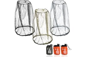 Pinsheng Siatka na głowę, 3 sztuki, ochrona przed owadami, siatka na głowę, na wędrówki, kemping, wspinaczkę, wędkowanie, pszczelarstwo (czarna + zielona + szara)