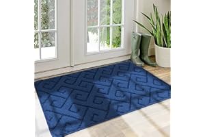 Walensee Wycieraczka do wnętrz, wycieraczka pod drzwi wejściowe (60 x 90 cm, granatowa) można prać w pralce, dywanik wejściowy, antypoślizgowy dywanik pod drzwi, chłonny, niski profil, do butów,