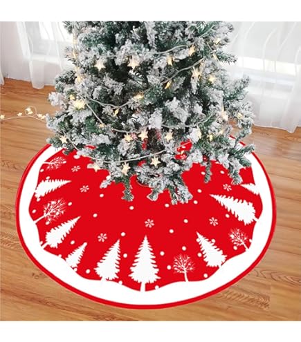 Dreamhigh Jupe De Sapin De Noël Blanc 122CM, Tapis En Peluche Couvre Pied Pour Arbre De Noel Decoration