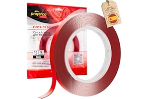 proferca Cinta Doble Cara Extrafuerte Xtreme 10mm 5 metros | Cinta Adhesiva Doble Cara Acrílica Profesional Transparente | Adhesivo Doble Cara Extrafuerte para Interior y Exterior sin Residuos