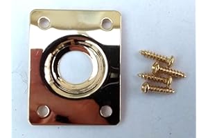 JANIKA ELECTRIC GUITAR JACK PLATE GOLD RECTANGULAR 36x28mm HOLES 27-20MM APART