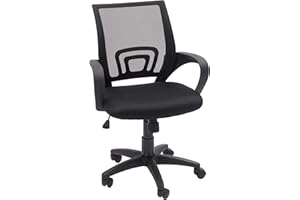 Homely - Silla Oficina, Estudio, Escritorio PRACTIK, Base giratoria con Ruedas, Regulable en Altura, Sistema SINCRO de inclinación, tapizado Tejido 3D Negro, 58x55x87-97 cm, Respaldo Color Negro