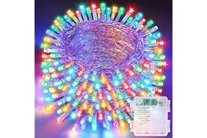 Realky Luci Albero di Natale a Batteria, 21M 210LED Luci Natalizie da Esterno ed Interno, 8 Modalità con Funzione Memoria Impermeabile Luci di Natale per Giardino, Balcone, Festa, Casa - Multicolore