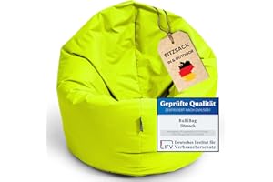‎BUBIBAG BuBiBag Sitzsack für Kinder und Jugendliche - geeignet als Bodenkissen, Sitzkissen oder als Gaming Sitzsack, geliefert mit Füllung (70 cm Durchmesser, Lime)