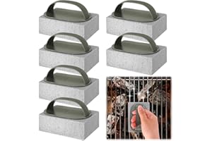 Meng Jiaran 6 Pcs Pumice Stones for Cleaning, Grill Brick Block with Handle, Griddle Stone Cleaner Set for Barbeque Griddle/Oven/Flat Top Grill/Racks, Removing Grease and Stains