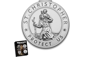 Anwlki Medaglia di San Cristoforo per auto con clip per visiera di San Cristoforo, accessori per la sicurezza della guida, regalo religioso per genitori, familiari, amici, conducenti (1)