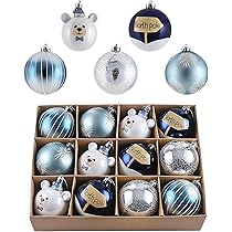 Valery Madelyn Lot De 16 Décorations De Noël Pour Sapin De Noël – Boules Décoratives Incassables à Suspendre En Vrac Pour Décoration De Fête De Noël – 6 Cm, Bleu Doré