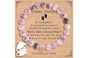 CheersLife Cadeau pour Femme Bracelet Pierres Naturelles Femme Original Cadeau Ado Fille Cadeaux Noel Femme Cadeau Anniversaire Bracelet Cadeau pour Mamie Maman Sœur Amie Future Maman