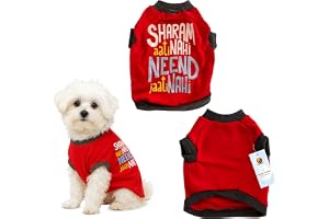 Foodie Puppies Dog Warm Sweater Jacket - (Red, Printed T-Shirt, 10 inch) for Puppies Soft, Lightweight Pet Apparel with Stylish, Comfortable, Durable & Stretchable Outfit