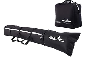 Athletico Padded Ski Bag Combo - Ski Bag & Separate Ski Boot Bag - Store & Transport Skis Up to 200 CM and Boots Up To Size 13 - Padded to Protect All Your Ski Gear and Equipment for Travel