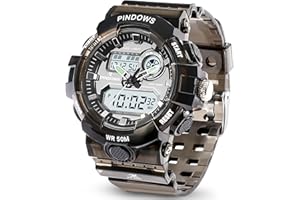 PINIDOUS Relojes Mujer Relojes Deporte Digital para Mujer Adolescentes,Luz LED 7 Colores,Gran Pantalla Digital Analógica Impermeable Relojes con Alarma,Cronómetro,Timbre horario,Relojes Militares Multifunción