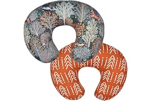 Ruspela Feeding Pillow Cover, 2PCS Baby Nursing Pillow Cover U Shaped Learning Sit Pillow Detachable Washable Nursing Pillowcases Nursing Pillow Slipcover for Breastfeeding Moms