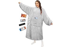 RITOSTA Bluza z kapturem, oversize, dla kobiet i mężczyzn, długi koc, bluza z kapturem, oversize, ciepły sweter z kapturem, kieszenie