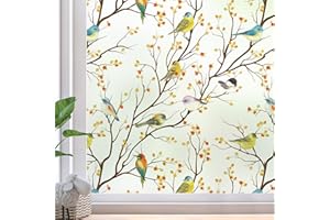 ‎DKTIE dktie Dekorfolie Glasmalerei Fensterfolie Selbsthaftend Milchglasfolie Statisch Haftend Vogel Fensteraufkleber Anti-UV Folie für Schlafzimmer, Badezimmer, Kinderzimmer, Raumdekor (Weiß, 44.5 x 200 cm)
